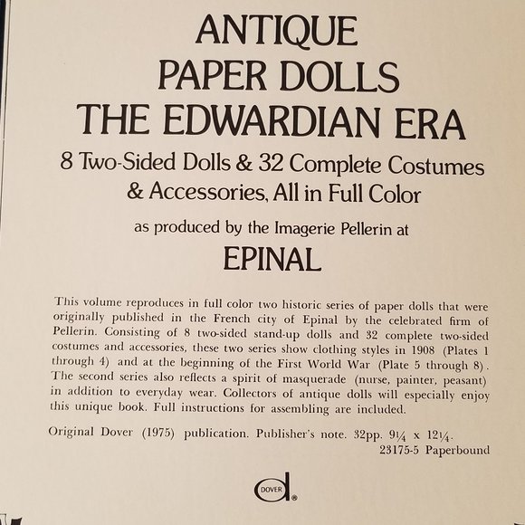 Antique Edwardian Paper Dolls 8 Dolls/32 costumes - Picture 3 of 13